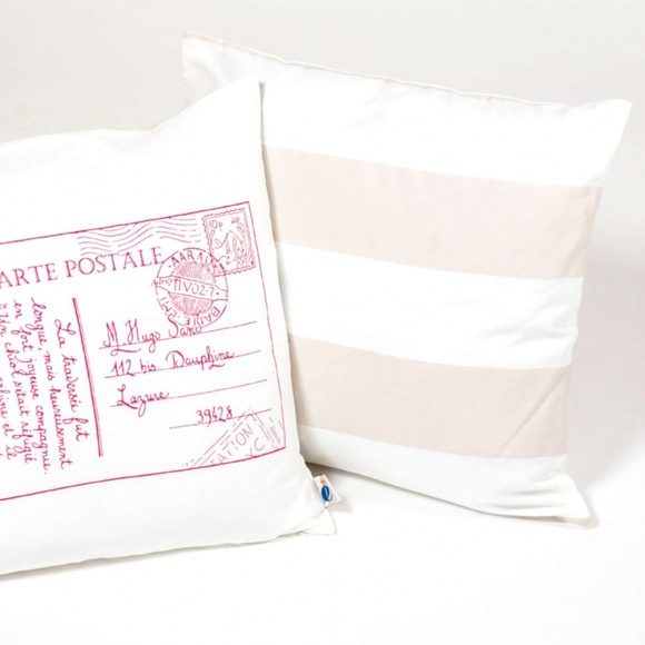 Organic Cotton RED POSTCARD PILLOW - Picture 3 of 3